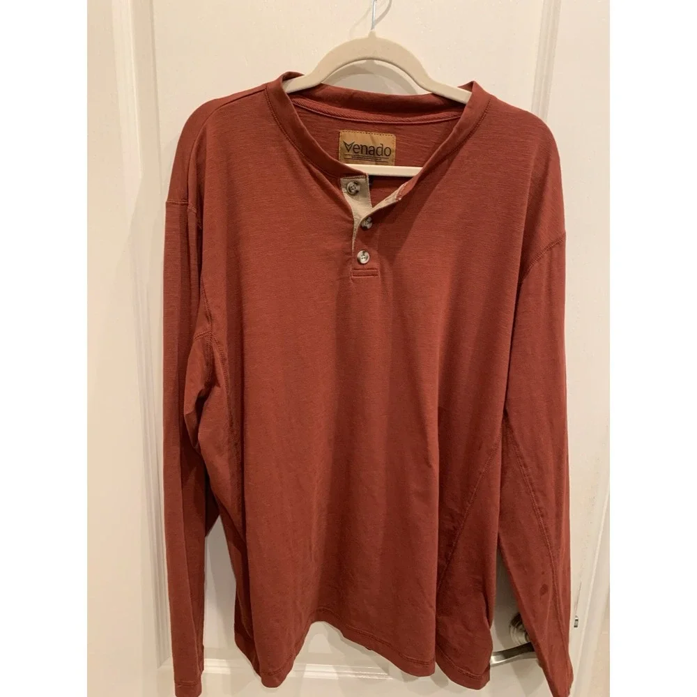 Venado Henley Rust Color Shirt Sz XL
